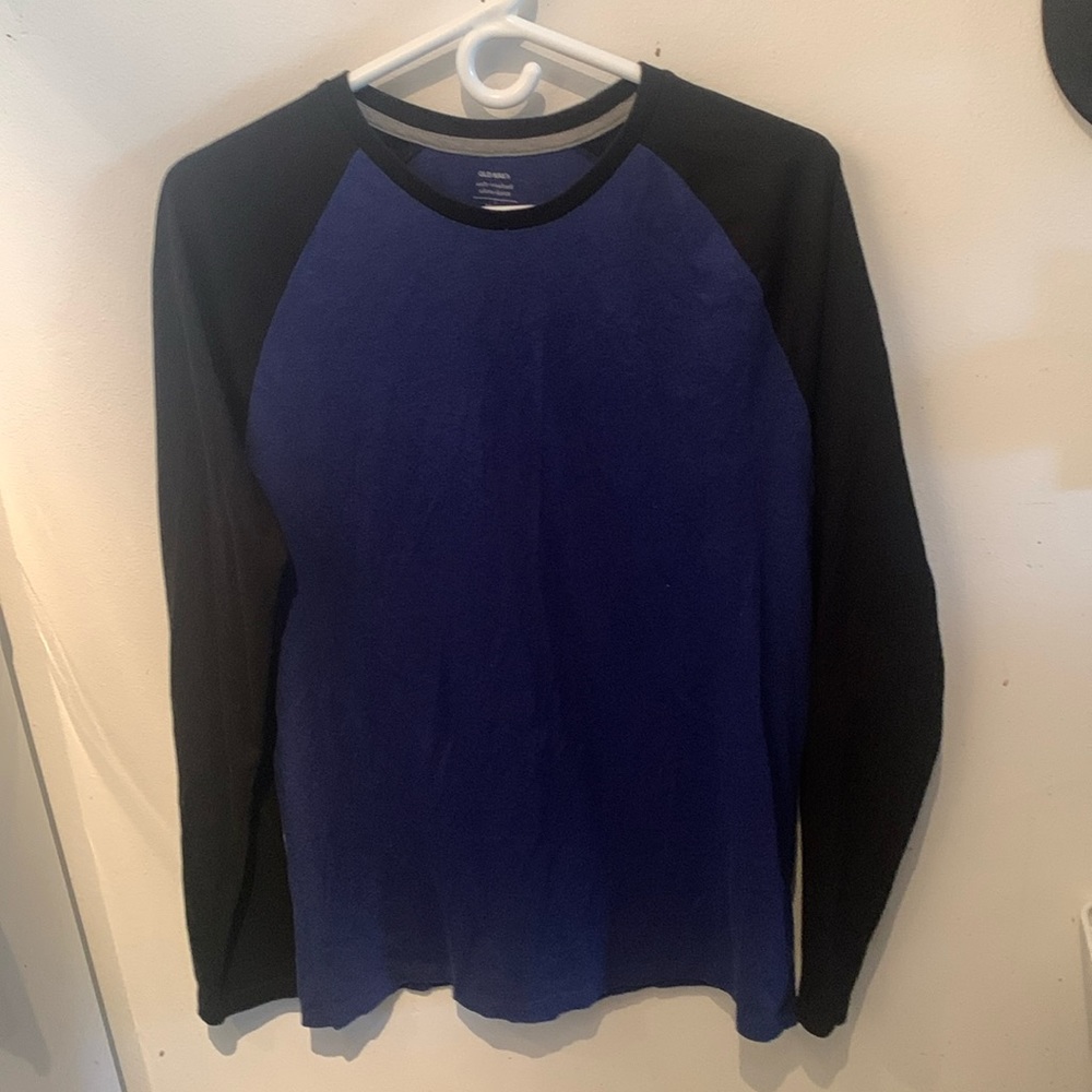 Stellar Old Navy Soft Washed Deep Space Blue/Black 2 Tone Long Sleeve T SZ Med